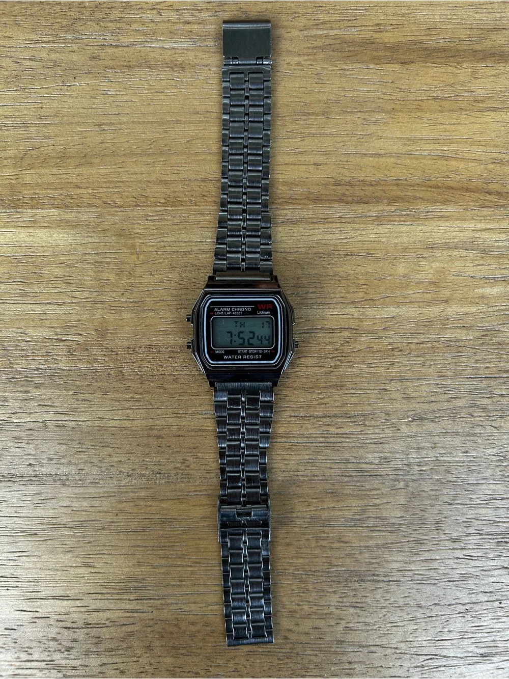 Retro Digital Stainless Steel Watch - Silver
